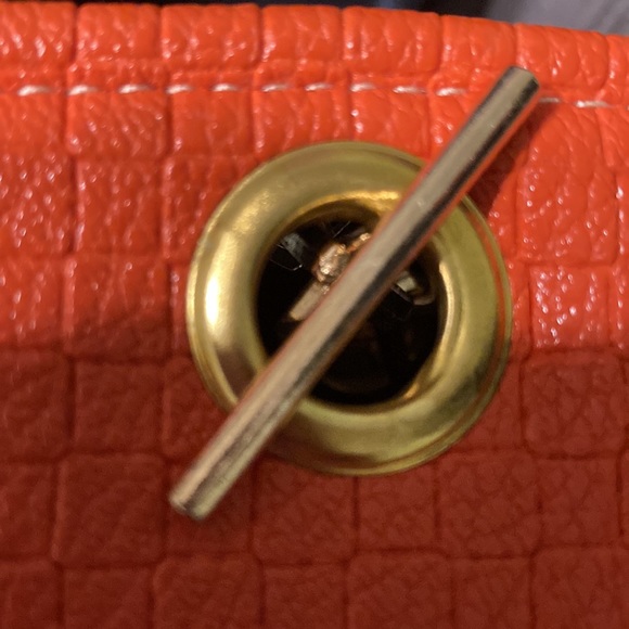 NEW NWOT Color Block Handbag Purse Textured Croc Alligator Orange, Black, Beige - Picture 7 of 15